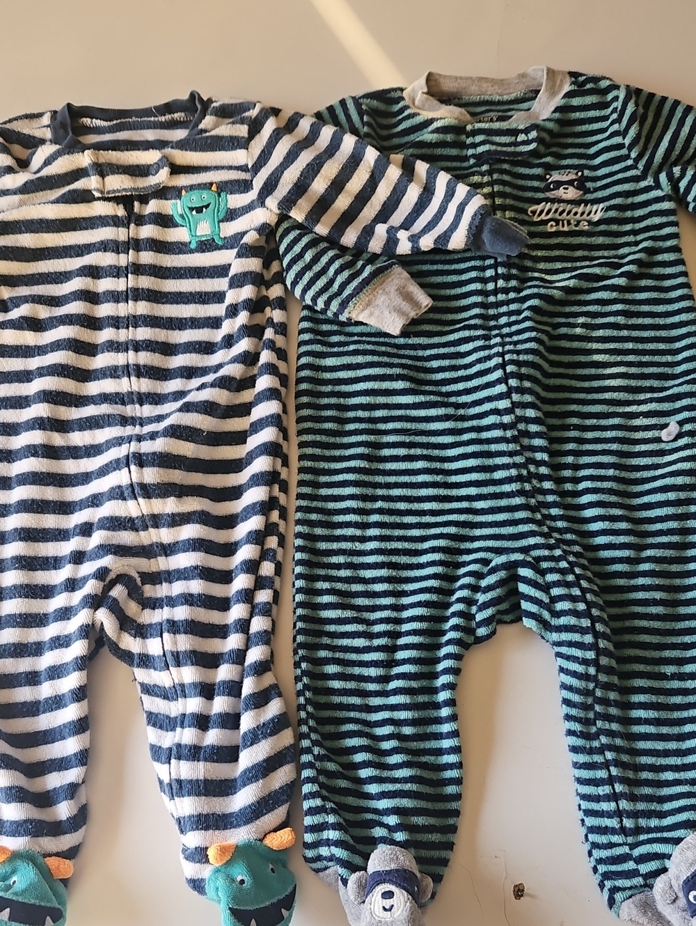 Carter's Navy & Teal Striped Baby Footie Sleepers - 2 Pack